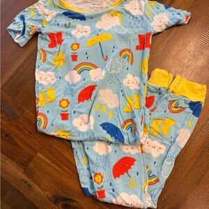 Little Sleepies Blue Pajama Set with Rainbow and Cloud Print